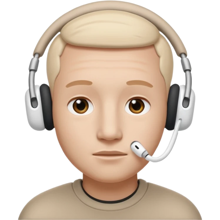 A face exactly like this « 😶 » and wearing airpods max without microphone  emoji