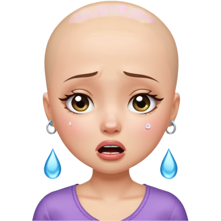 a pretty bratz fair bald girl crying  emoji