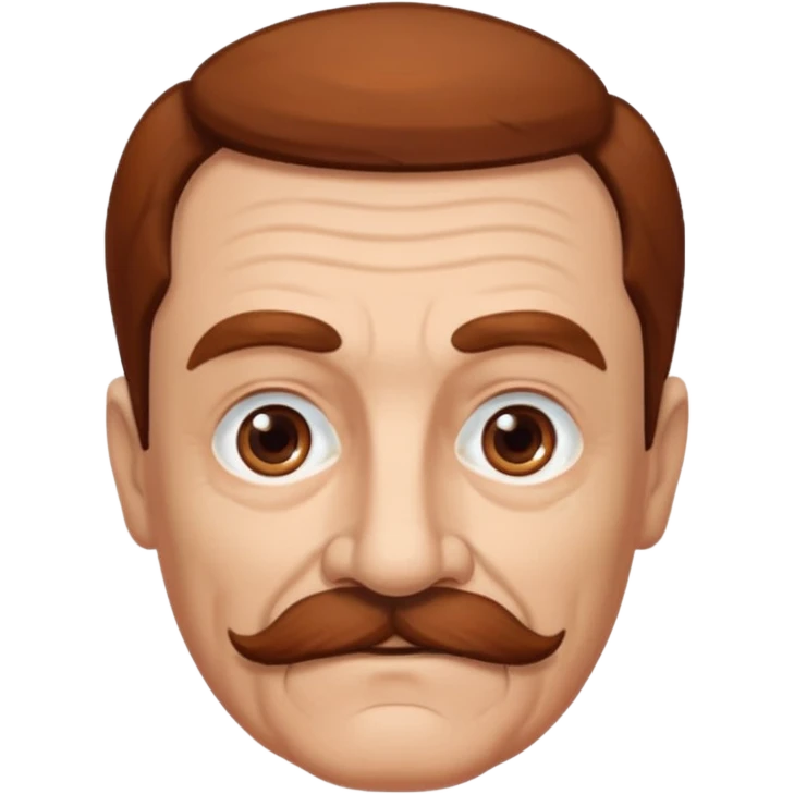 An elderly man with neatly styled reddish-brown hair, thick eyebrows, brown eyes, and a white mustache. emoji