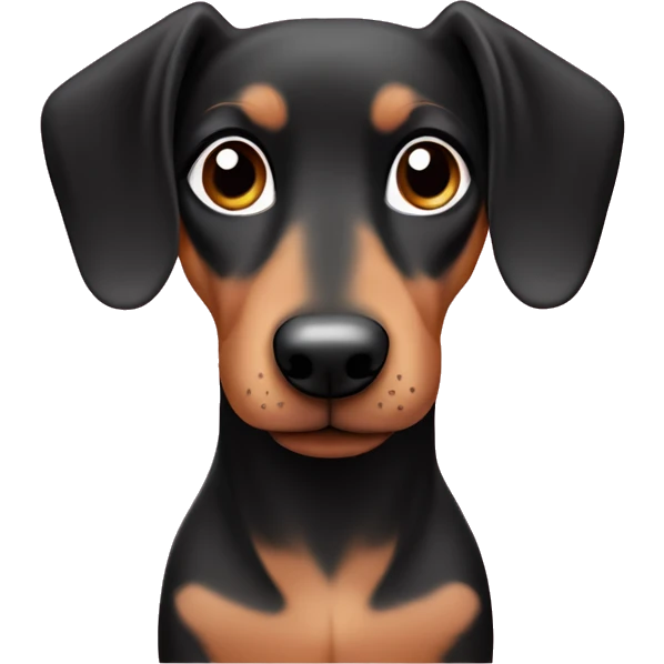 Cute Dashund dog Black and Tan against pink emoji