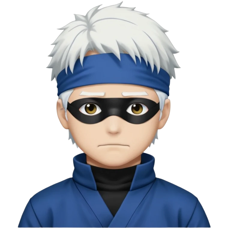 Satoru Gojo from Jujutsu Kaisen with white hair, blindfold, black and blue outfit, confident smirk emoji