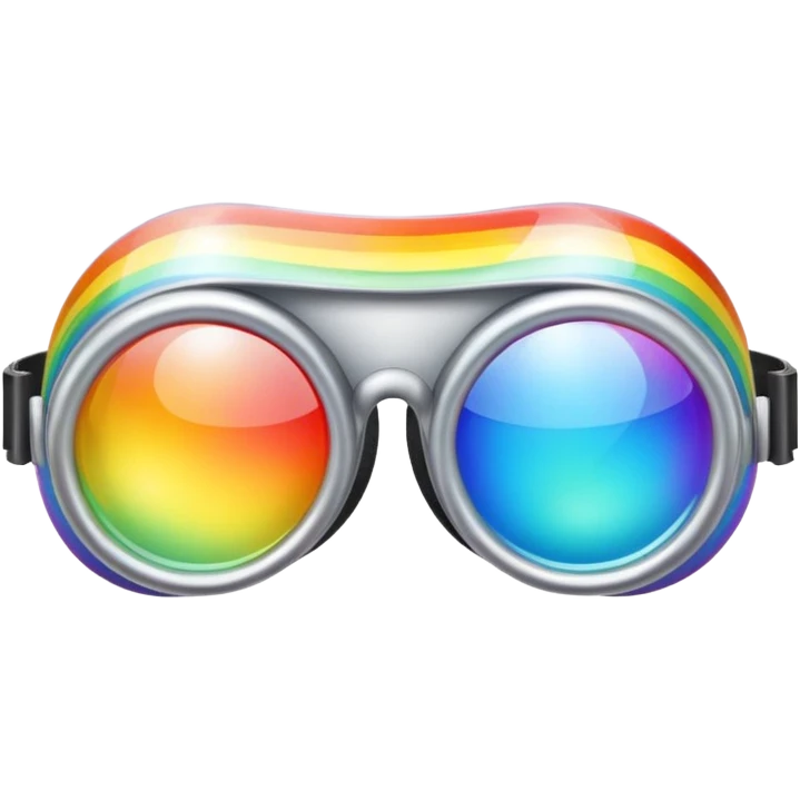 silver simulation rainbow blendglass goggles emoji