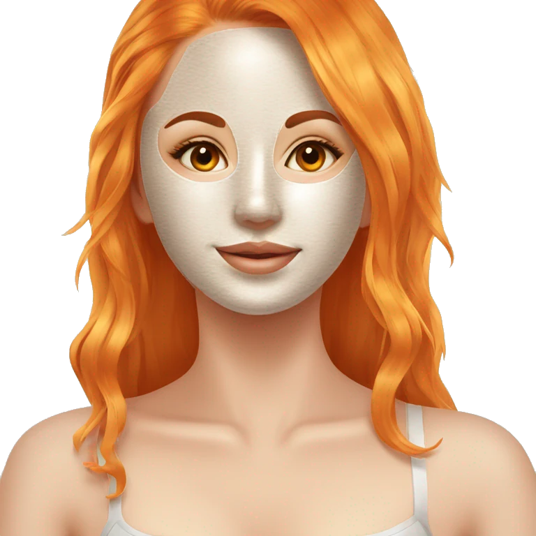 Girl with orange hair with face mask spa beauty full face relaxing emoji