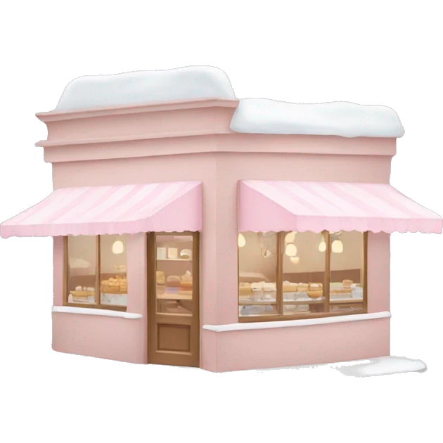 pale pink coffee shop with snow emoji