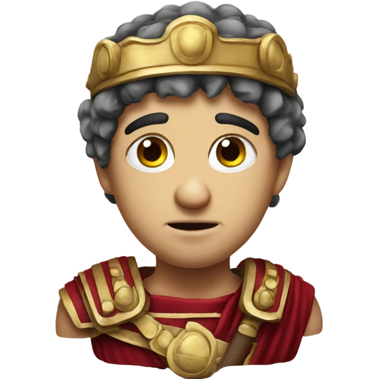 A sad Roman legionary holding his head photorealistic emoji