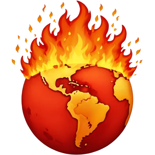 Make it red and on fire Exploding earth emoji