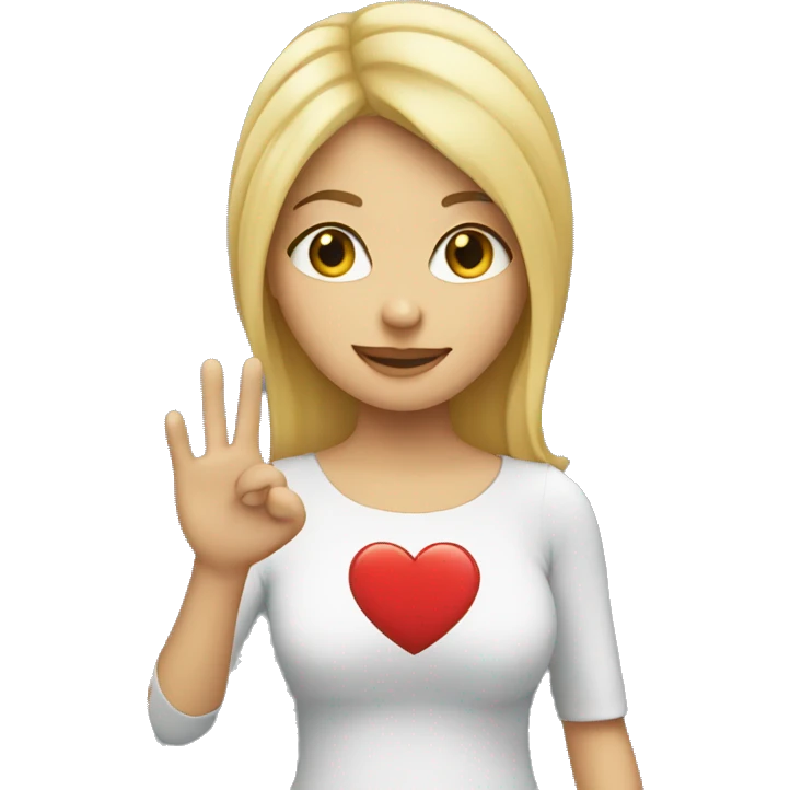 blonde girl holding i love you sign emoji