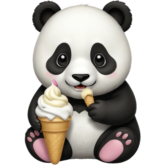 Panda eating ice cream emoji