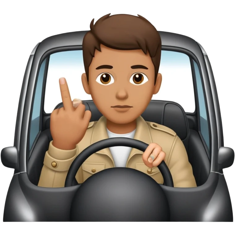 curtis with middle finger driving car emoji