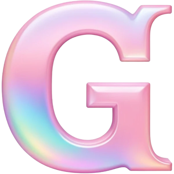 Iridescent pastel pink Font setting icon with letter G emoji