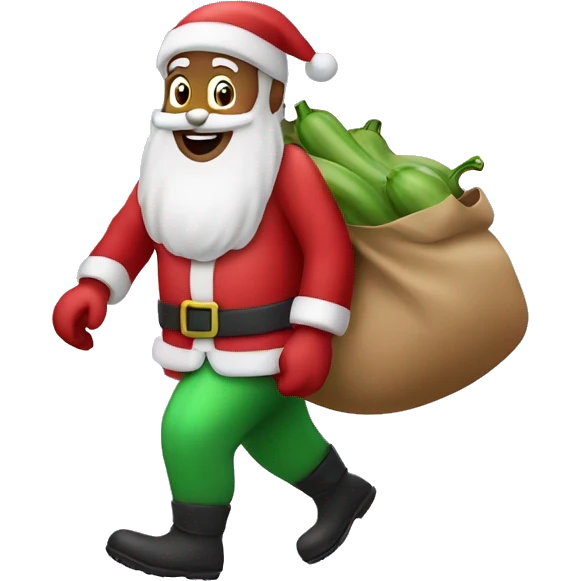 Santa carrying a bag of eggplants  emoji