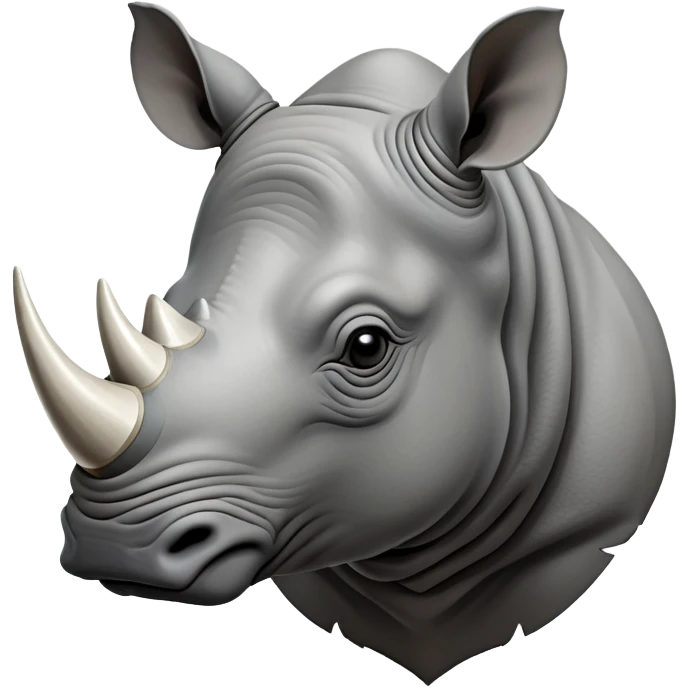 cinematic-noble--rhinoceros-portrait-emoji,slate-grey-hide--poised-and-regal,-with-a-massive,-powerful-build-and-a-thick, -deep-set-soulful-piercing-eyes,-simplified-yet-sharp-and-sophisticated-features,-highly-detailed,-large-black-eyes, zoomed out showing shoulders, large white horn  emoji
