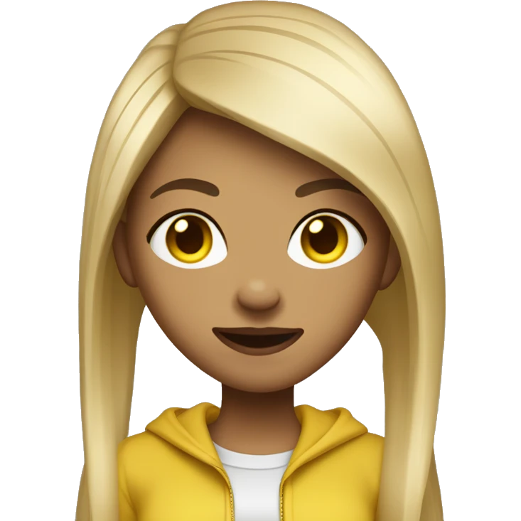 A skin-toned girl with long straight brown blonde highlight hair and yellow undertones she have little nose big mouth she have street wear clothes  emoji