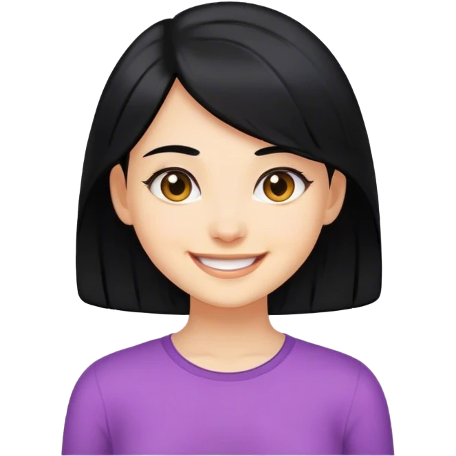 smiling girl with black hair emoji