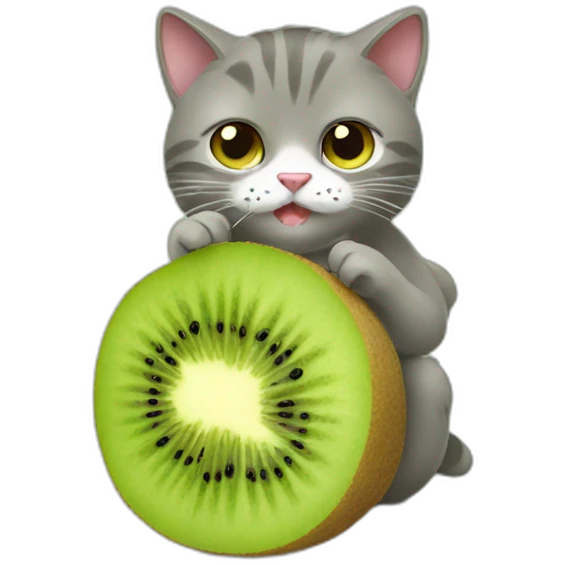 cat eating kiwi emoji