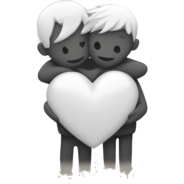 Friends hugging together with a white heart emoji emoji
