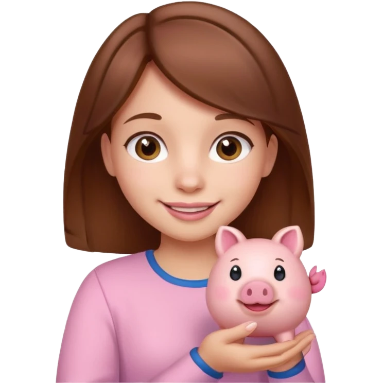 girl with brown hair holding little piggy  emoji