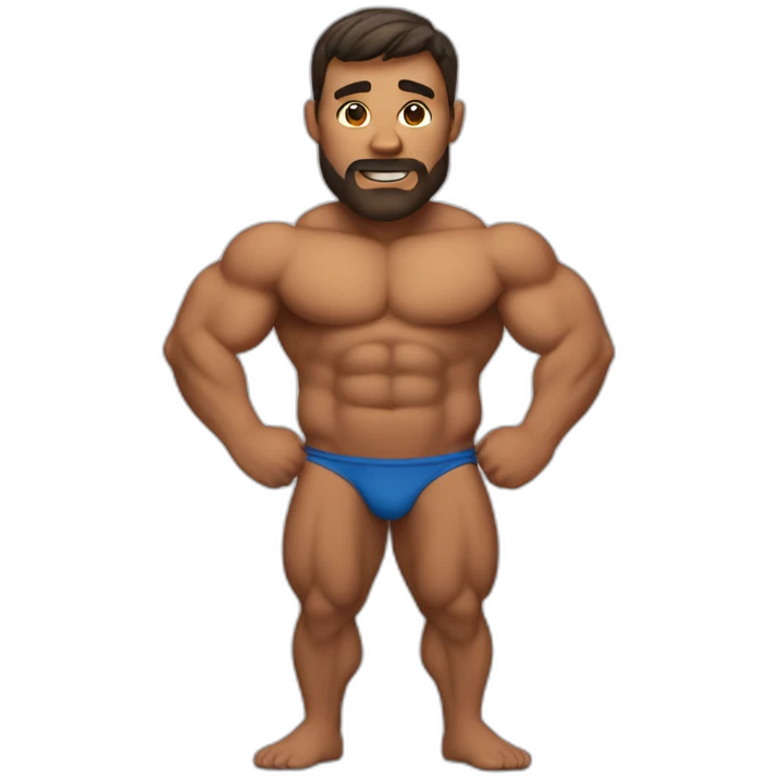 muscular man with round belly emoji