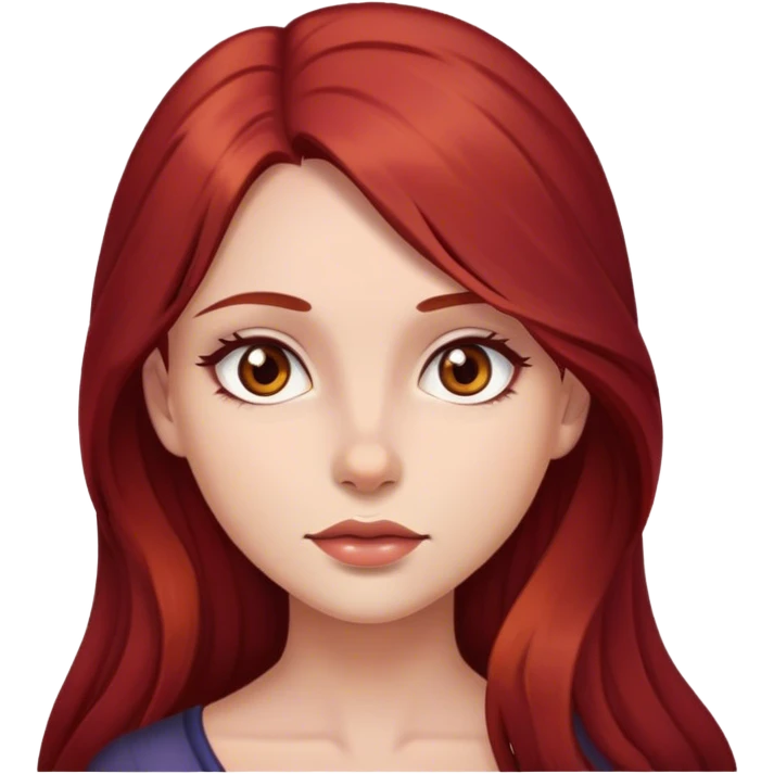 Girl with Long dark red hair and brown eyes emoji