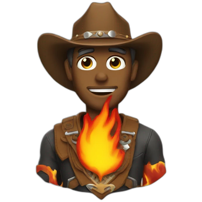 cowboy wearing a flaming hat emoji