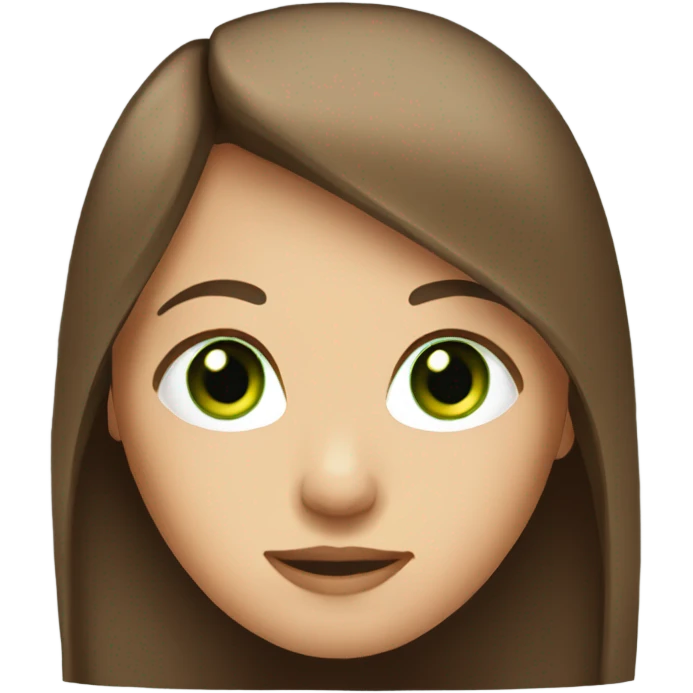 Girl with brown long straight hair and green eyes  emoji