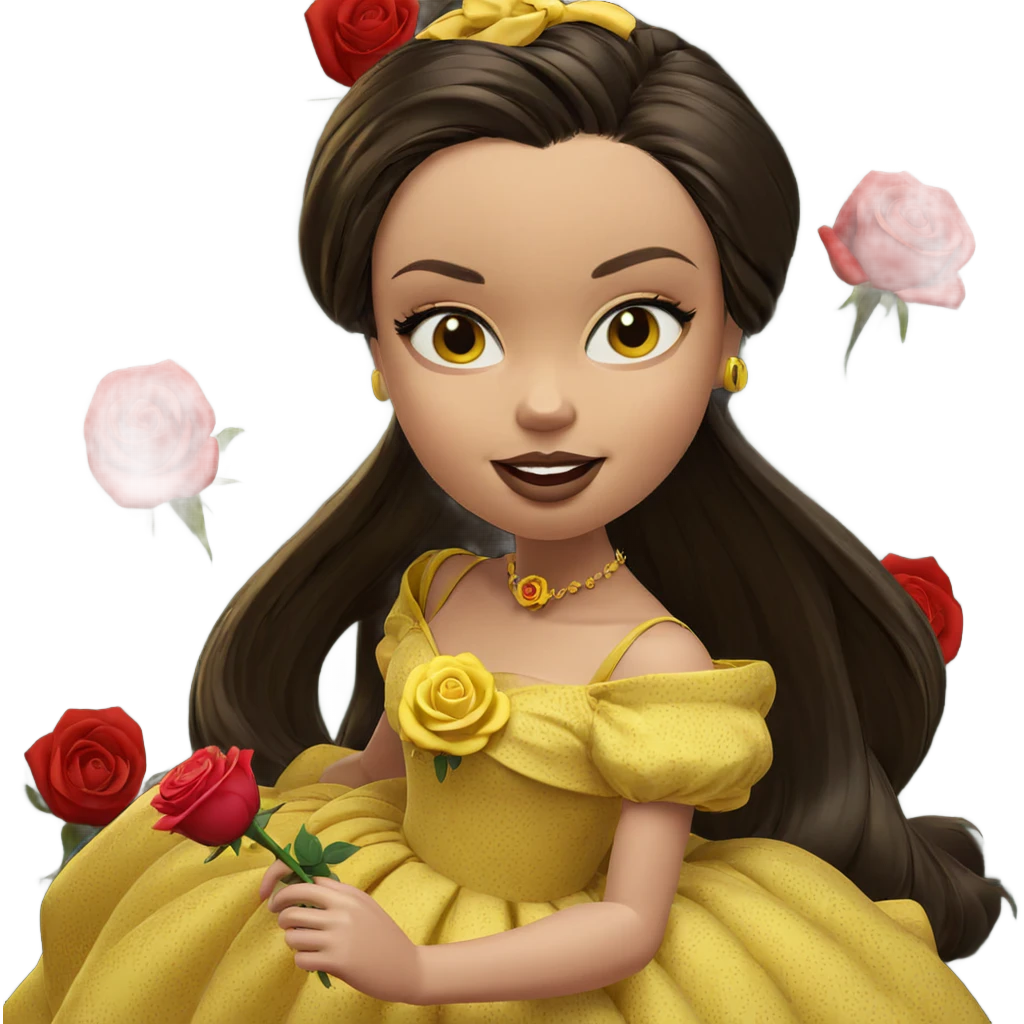 girl in yellow dress with rose emoji