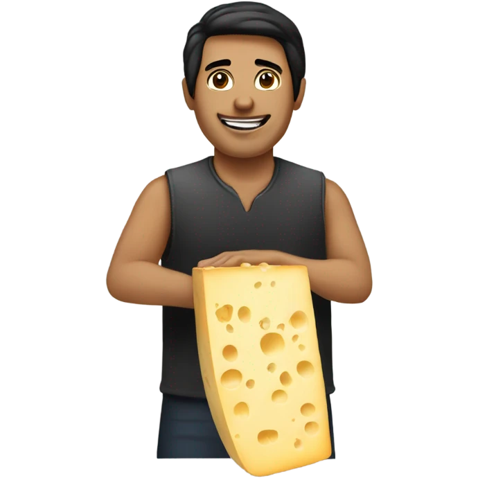 a man that cuts cheese and has shiort, black straight hair emoji