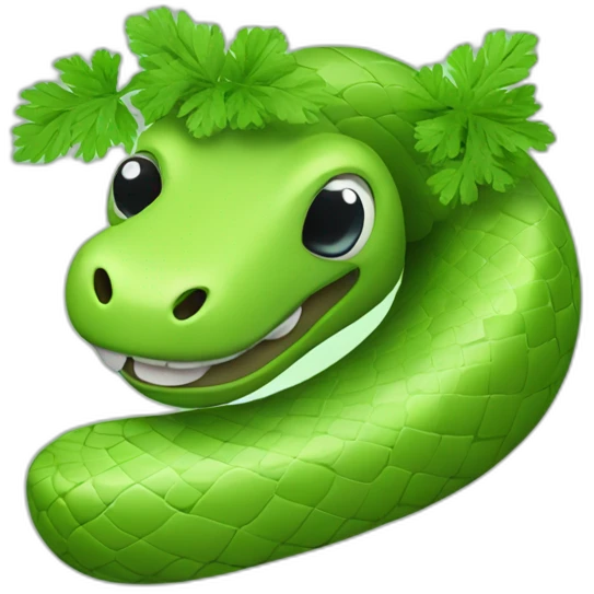 Snake with cilantro around neck emoji
