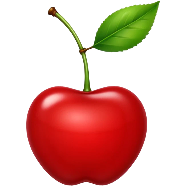 Red cherry with green leaves emoji