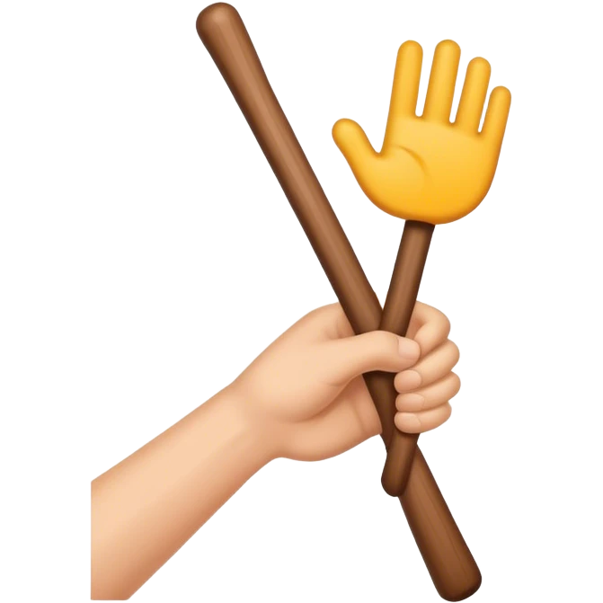 Hand holding Woodstick emoji