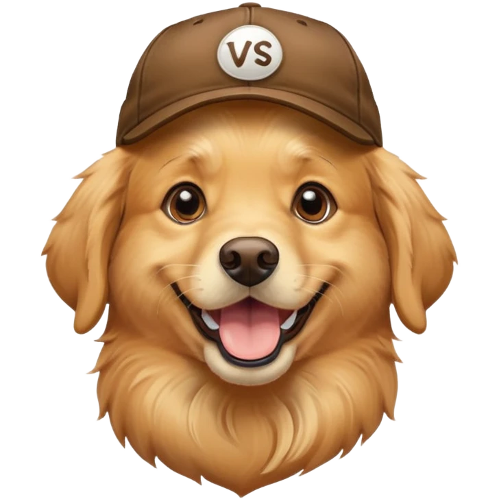 Golden retriever with ball cap emoji