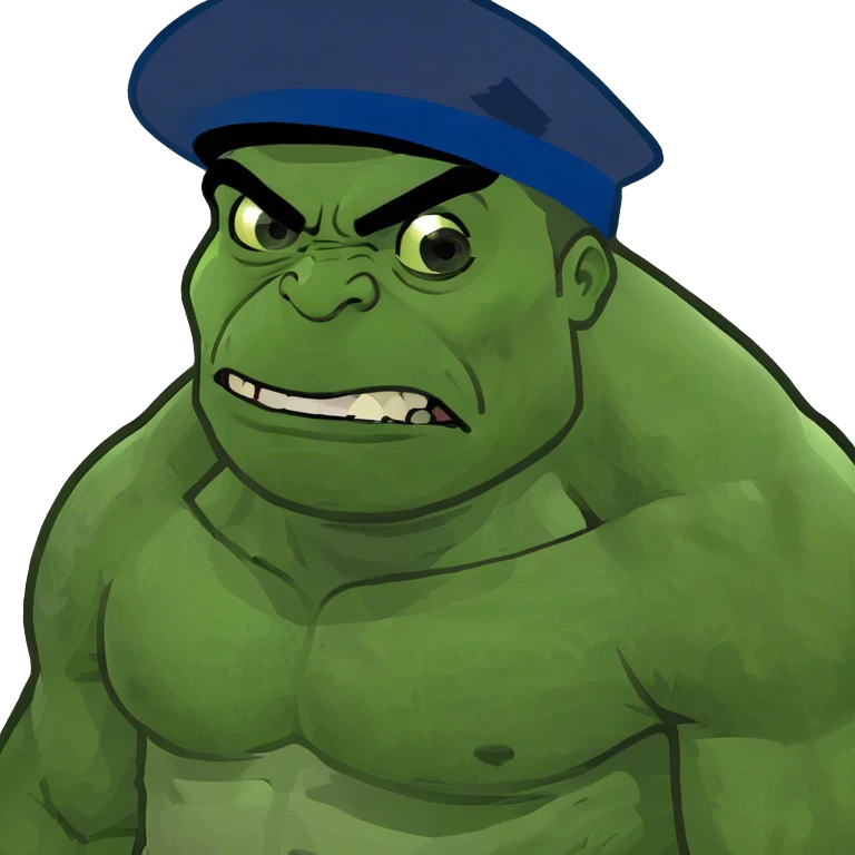 Hulk wearing hat emoji