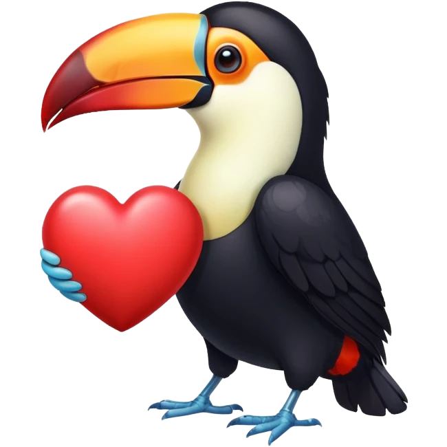 Toucan holding a heart emoji