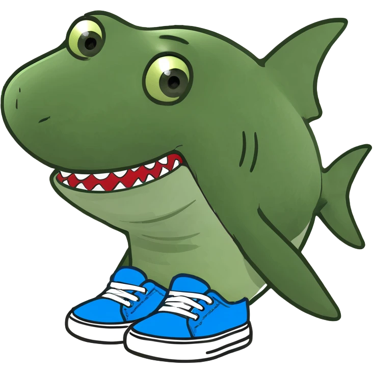 A shark with shoes blues emoji