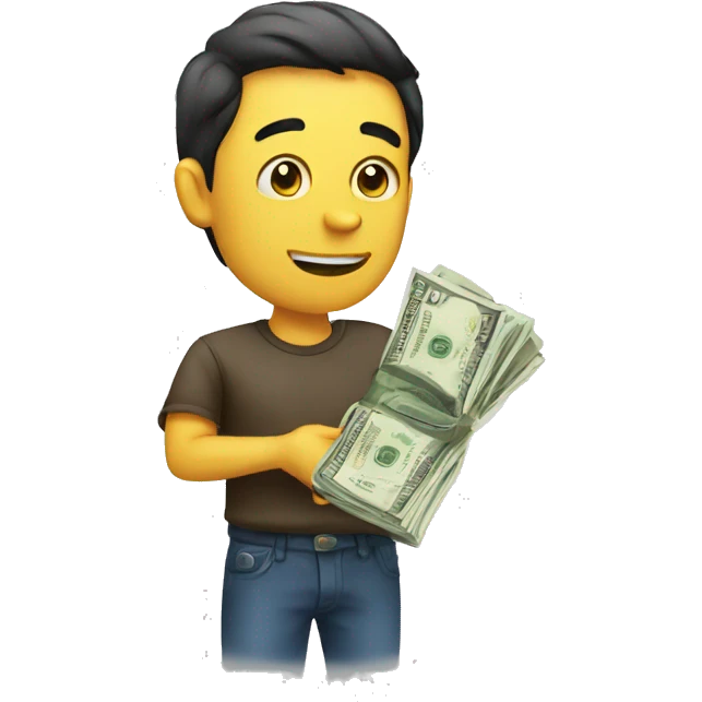 man giving tip money with mad face emoji