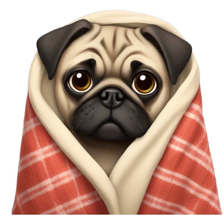Pug dog with blanket emoji