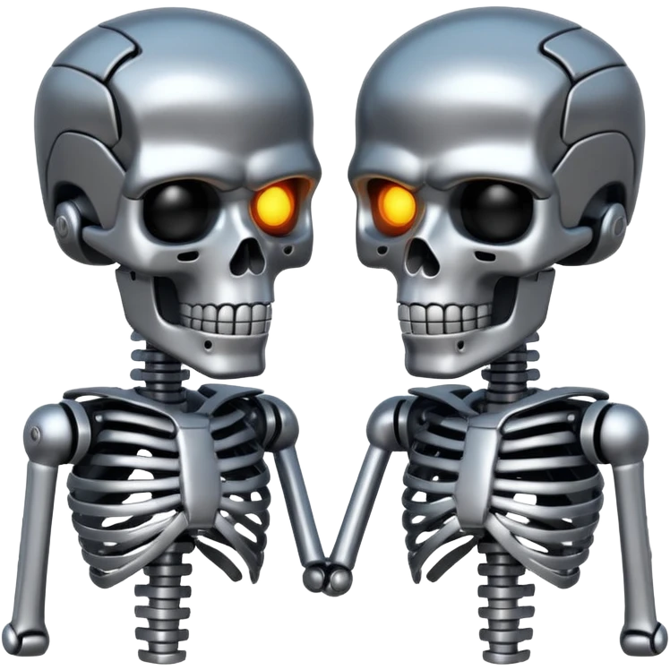broken Terminator with metal skeleton emoji