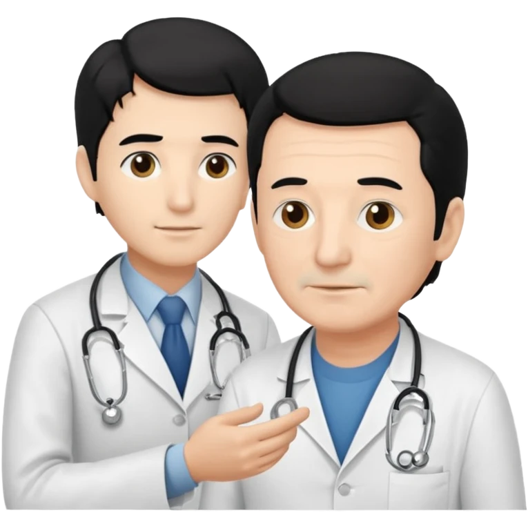 doctor black hair attending to a old man  emoji