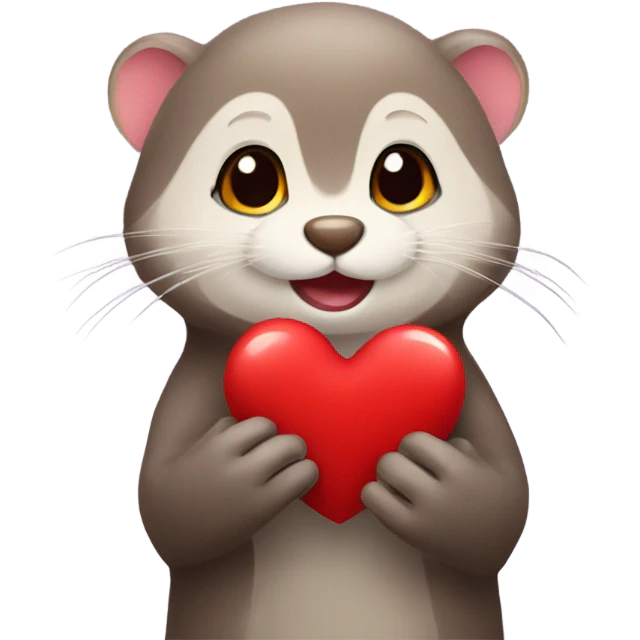 Mink holding a heart emoji