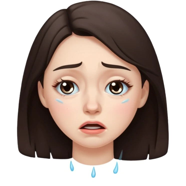 crying brunette woman emoji