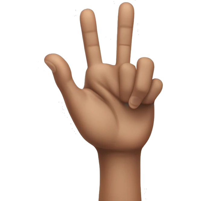 Thumb, pointer finger, and middle finger spread out. Ring finger and pinky down. Black hand. emoji