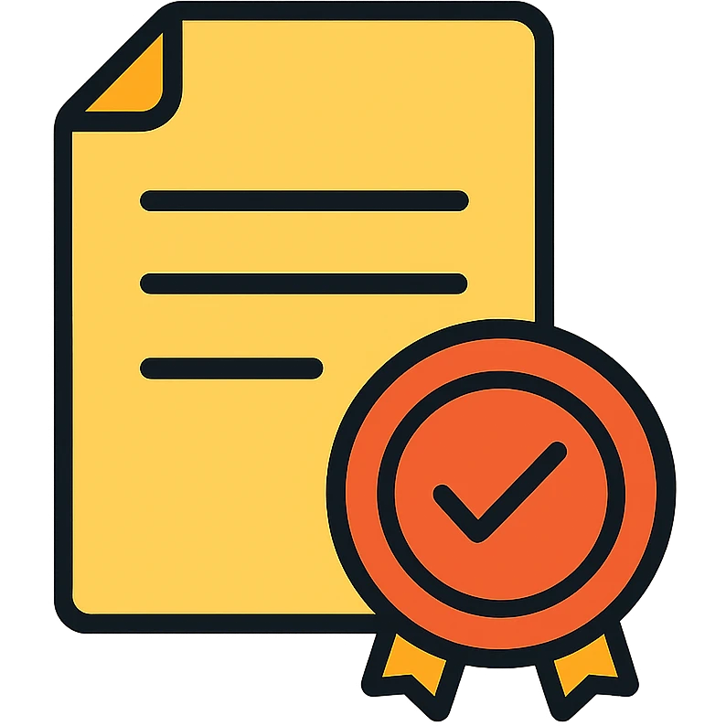 Document icon with official stamp or seal, symbolizing business registration and authorization emoji