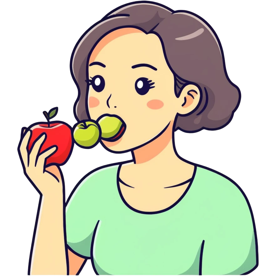 My wife eating an apple  emoji