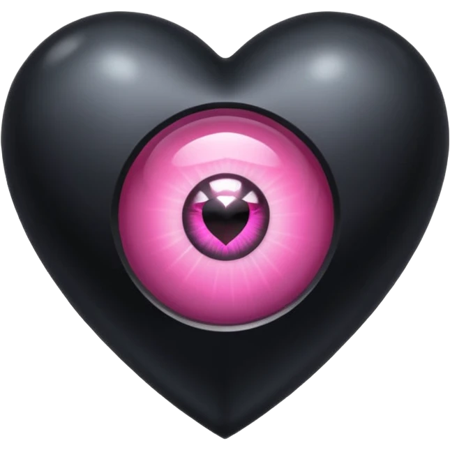 A black heart Gem with a pink eye in the center emoji