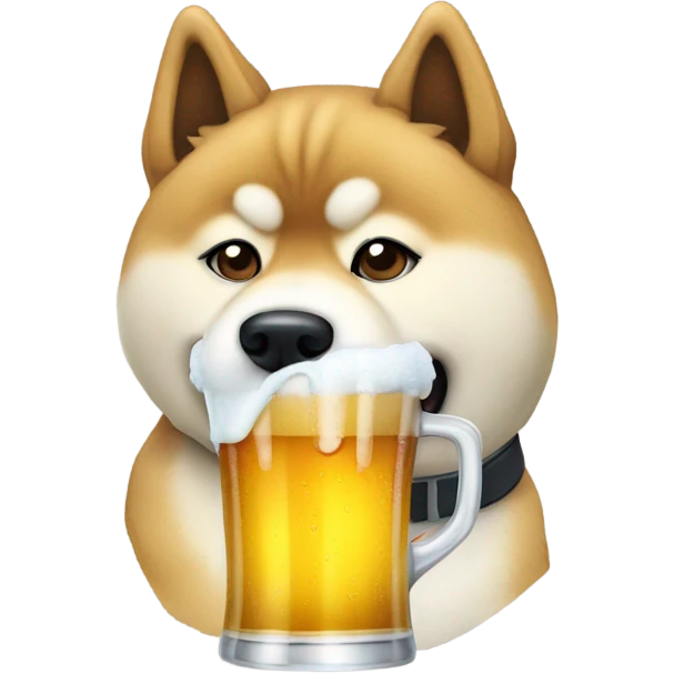 Akita Inu dog drinking beer emoji