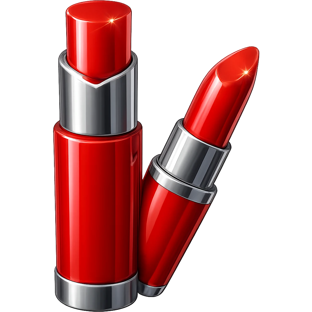 Add shine to the red lipstick, keep the transparent background. emoji