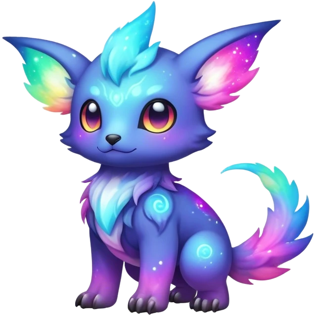 Cute cool colorful nebula fantasy animal hybrid Fakemon full body emoji