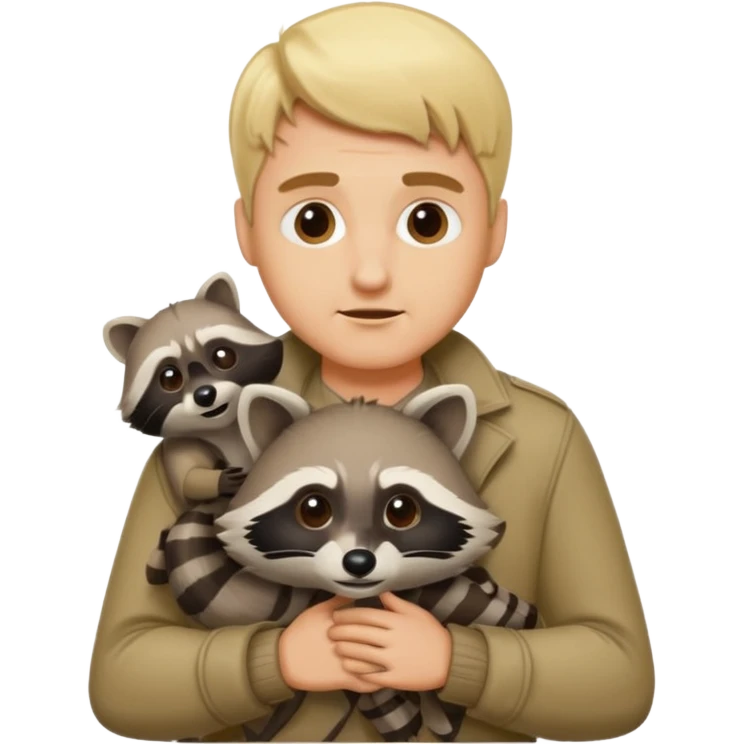 blonde man with racoon emoji