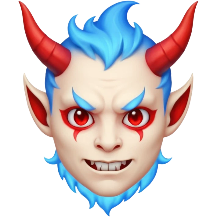 Cool devil with blue flame and shades, cute face, half body emoji