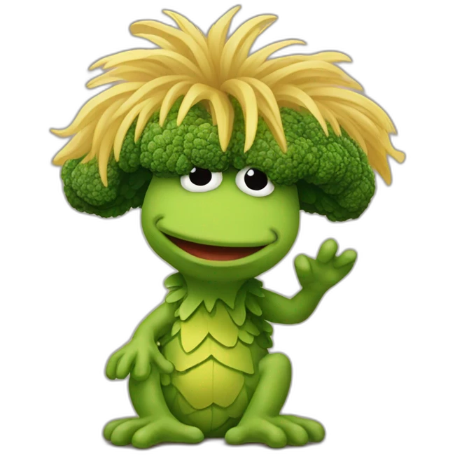 Fraggle with blond Jair eating brócoli  emoji
